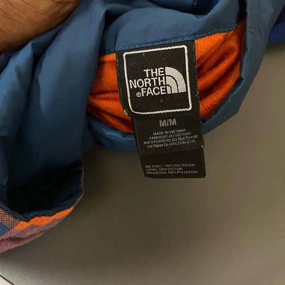 The North Face Reversible Plaid Jacket Size M Blue Shacket Quilted Flannel Coat - Picture 15 of 16